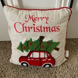 1912 EMPORIUM Christmas Tree on Car Embroidered Decorative Pillow